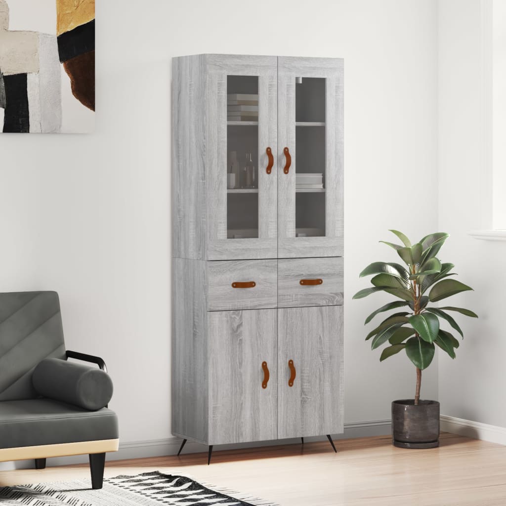 Berkfield Highboard Grey Sonoma 69.5x34x180 cm Engineered Wood
