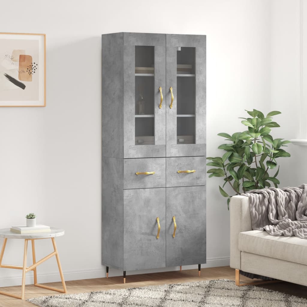 Berkfield Highboard Concrete Grey 69.5x34x180 cm Engineered Wood