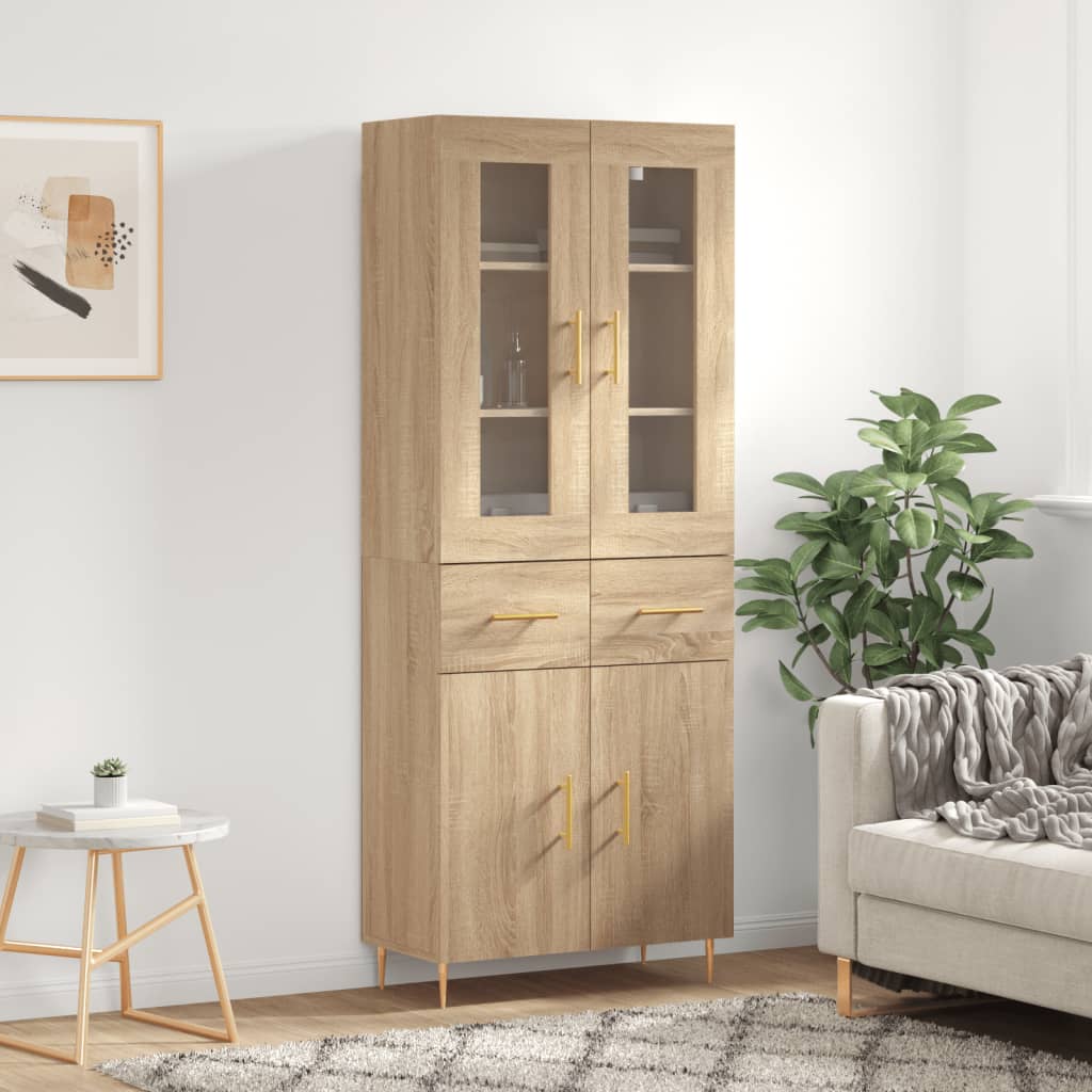 Berkfield Highboard Sonoma Oak 69.5x34x180 cm Engineered Wood