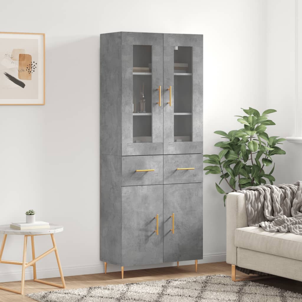 Berkfield Highboard Concrete Grey 69.5x34x180 cm Engineered Wood