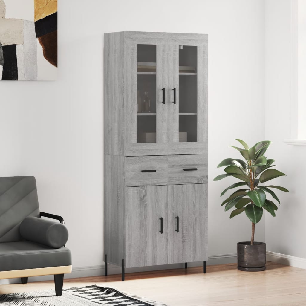 Berkfield Highboard Grey Sonoma 69.5x34x180 cm Engineered Wood