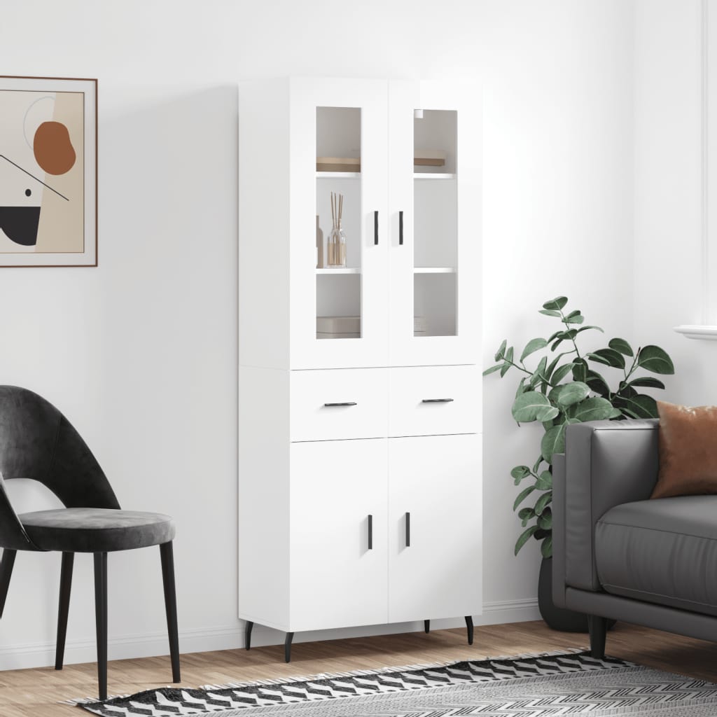 Berkfield Highboard High Gloss White 69.5x34x180 cm Engineered Wood