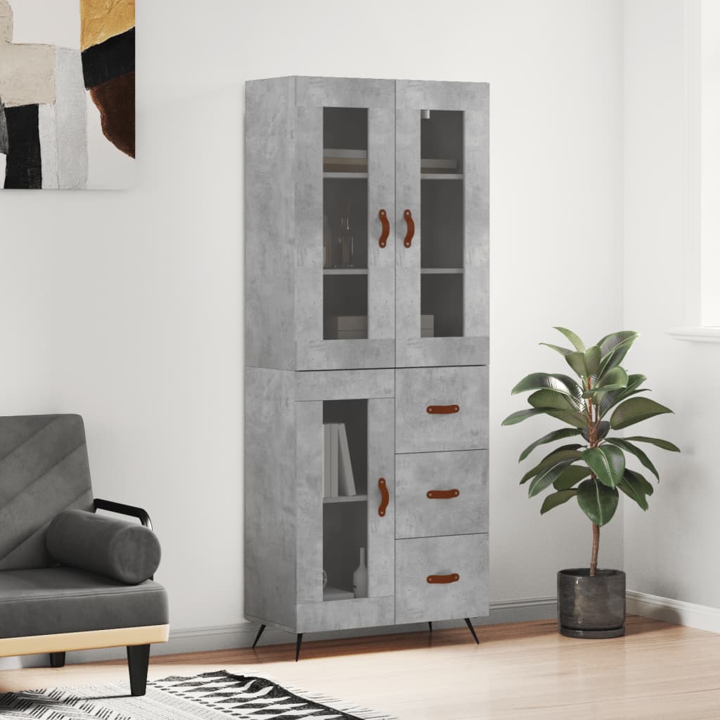 Berkfield Highboard Concrete Grey 69.5x34x180 cm Engineered Wood