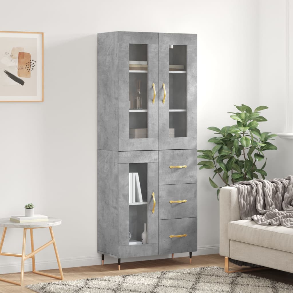 Berkfield Highboard Concrete Grey 69.5x34x180 cm Engineered Wood