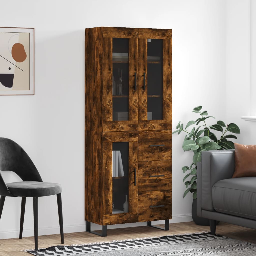 Berkfield Highboard Smoked Oak 69.5x34x180 cm Engineered Wood