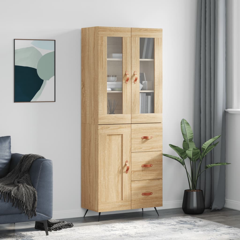 Berkfield Highboard Sonoma Oak 69.5x34x180 cm Engineered Wood