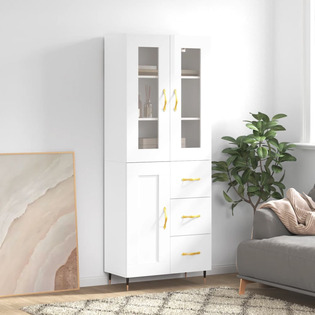 Berkfield Highboard High Gloss White 69.5x34x180 cm Engineered Wood