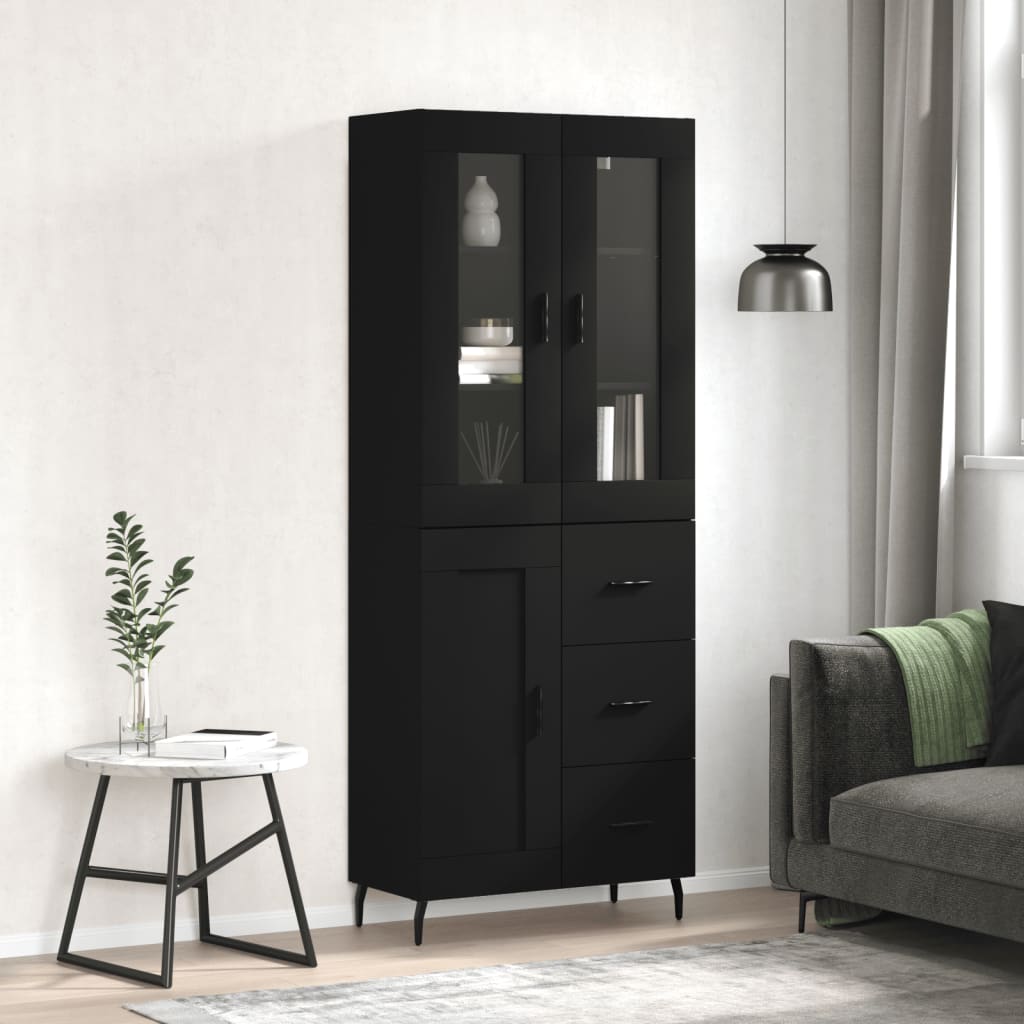 Berkfield Highboard Black 69.5x34x180 cm Engineered Wood