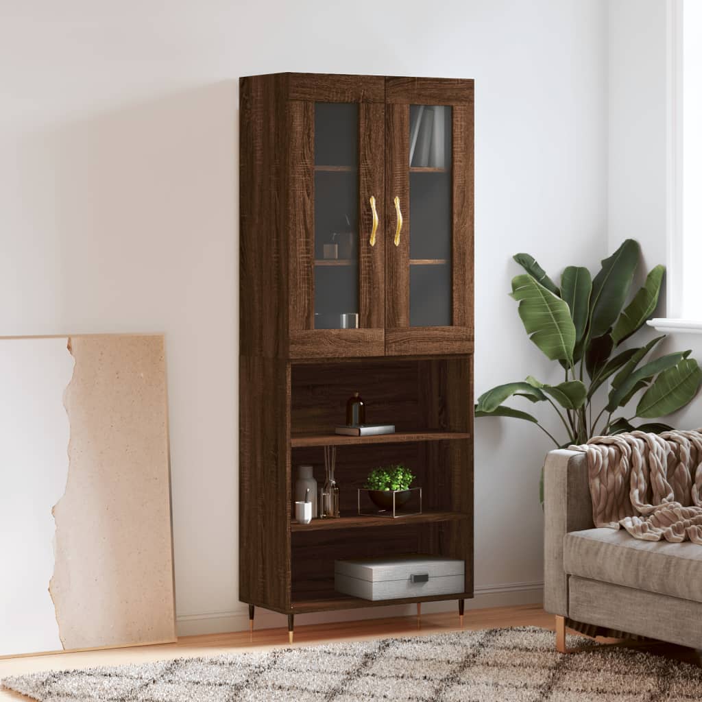 Berkfield Highboard Brown Oak 69.5x34x180 cm Engineered Wood