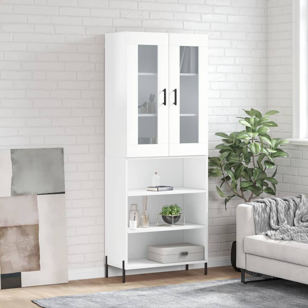 Berkfield Highboard High Gloss White 69.5x34x180 cm Engineered Wood