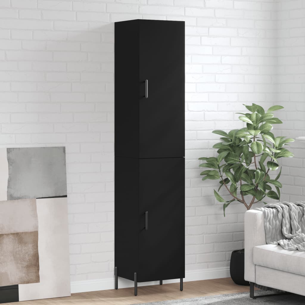 Berkfield Highboard Black 34.5x34x180 cm Engineered Wood