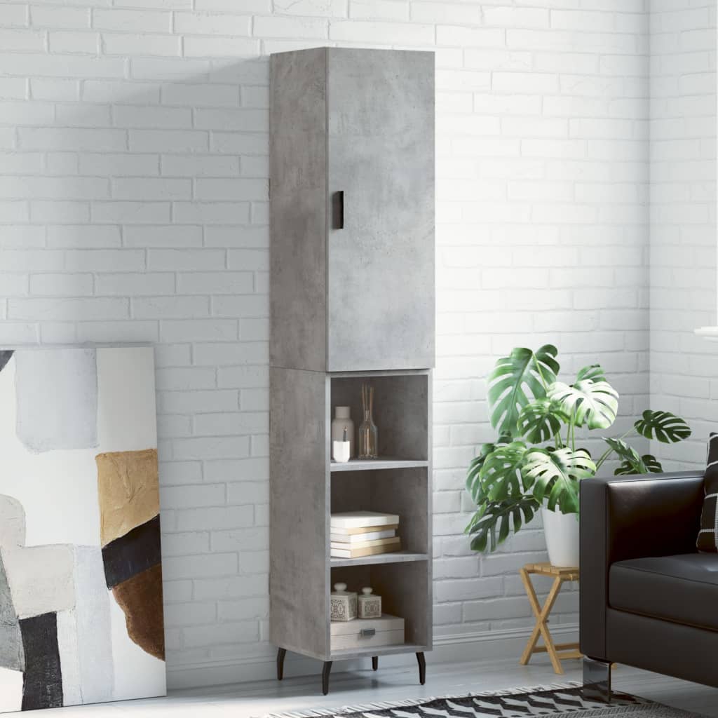 Berkfield Highboard Concrete Grey 34.5x34x180 cm Engineered Wood
