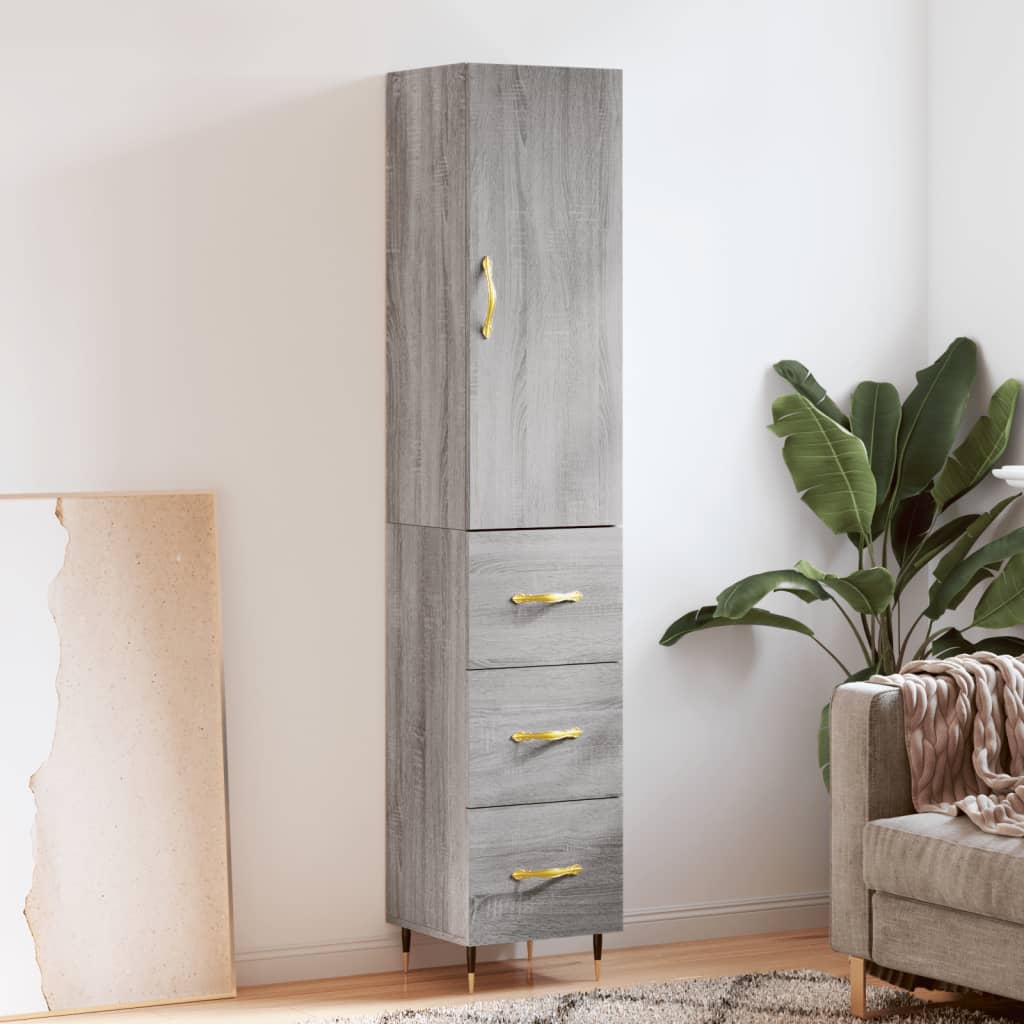Berkfield Highboard Grey Sonoma 34.5x34x180 cm Engineered Wood