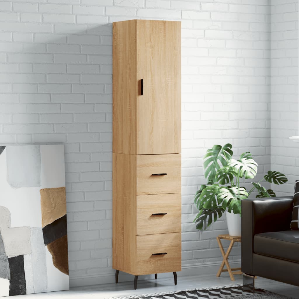 Berkfield Highboard Sonoma Oak 34.5x34x180 cm Engineered Wood