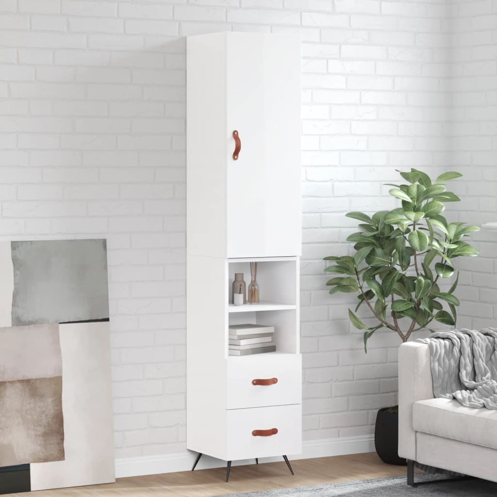 Berkfield Highboard High Gloss White 34.5x34x180 cm Engineered Wood