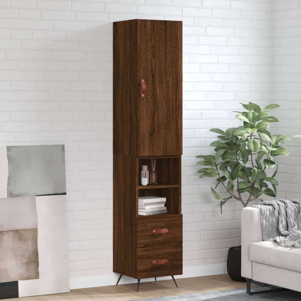 Berkfield Highboard Brown Oak 34.5x34x180 cm Engineered Wood