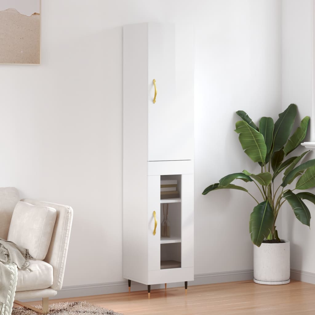 Berkfield Highboard High Gloss White 34.5x34x180 cm Engineered Wood