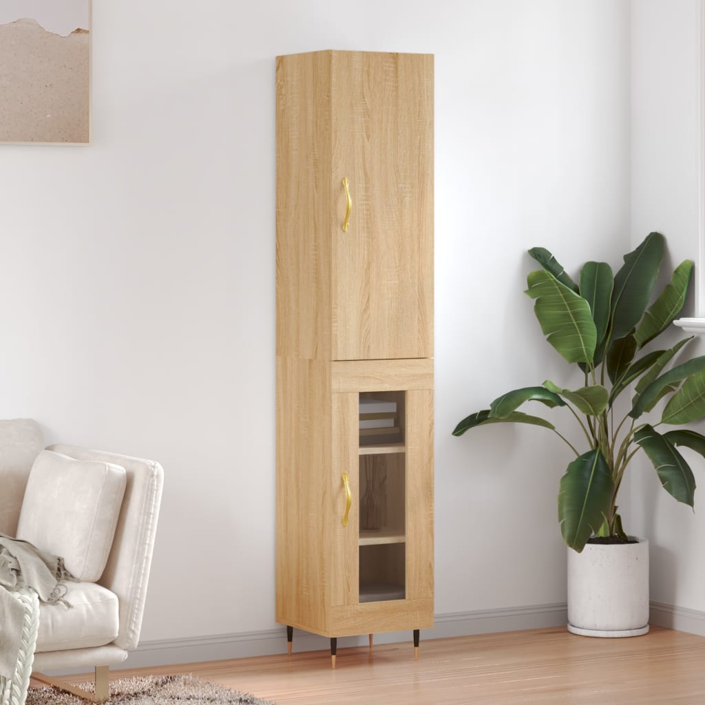 Berkfield Highboard Sonoma Oak 34.5x34x180 cm Engineered Wood