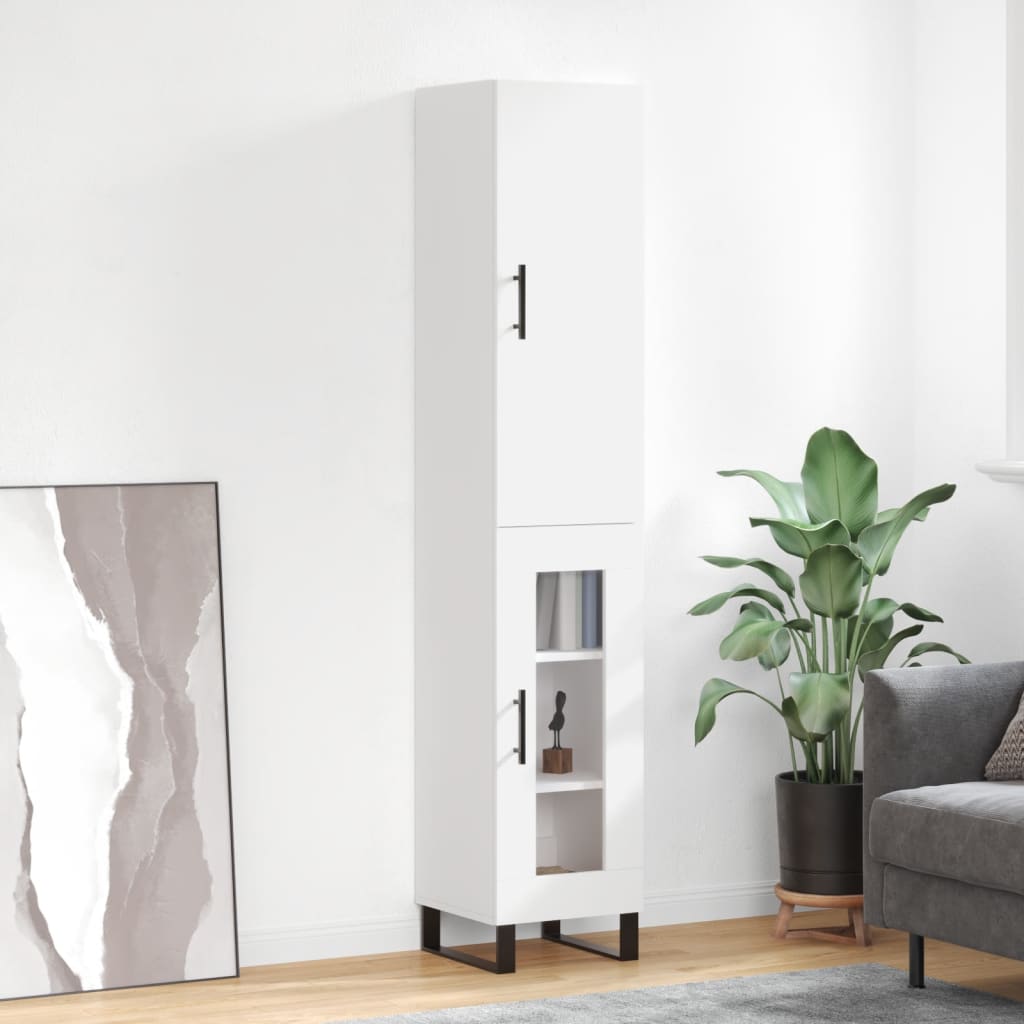 Berkfield Highboard White 34.5x34x180 cm Engineered Wood