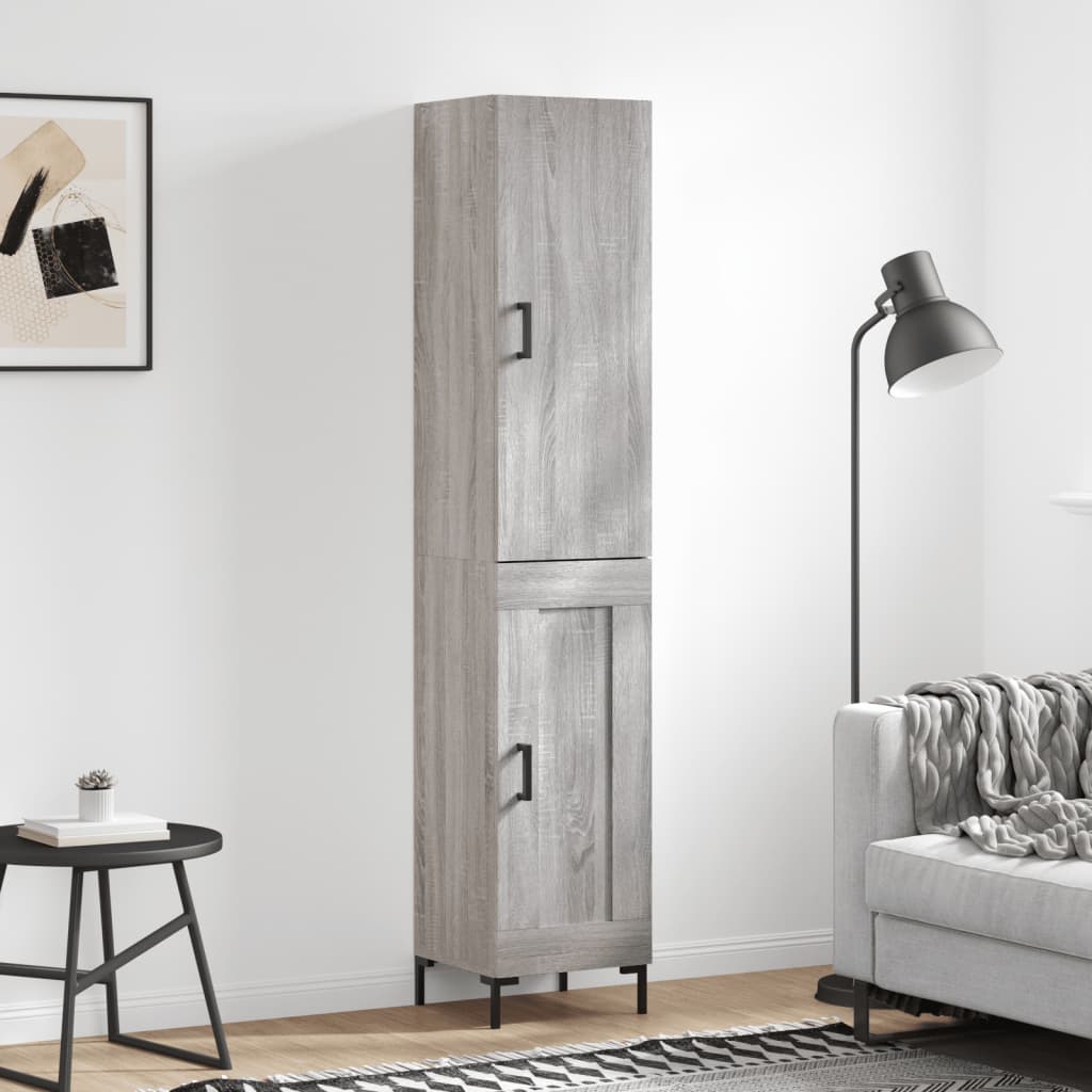Berkfield Highboard Grey Sonoma 34.5x34x180 cm Engineered Wood