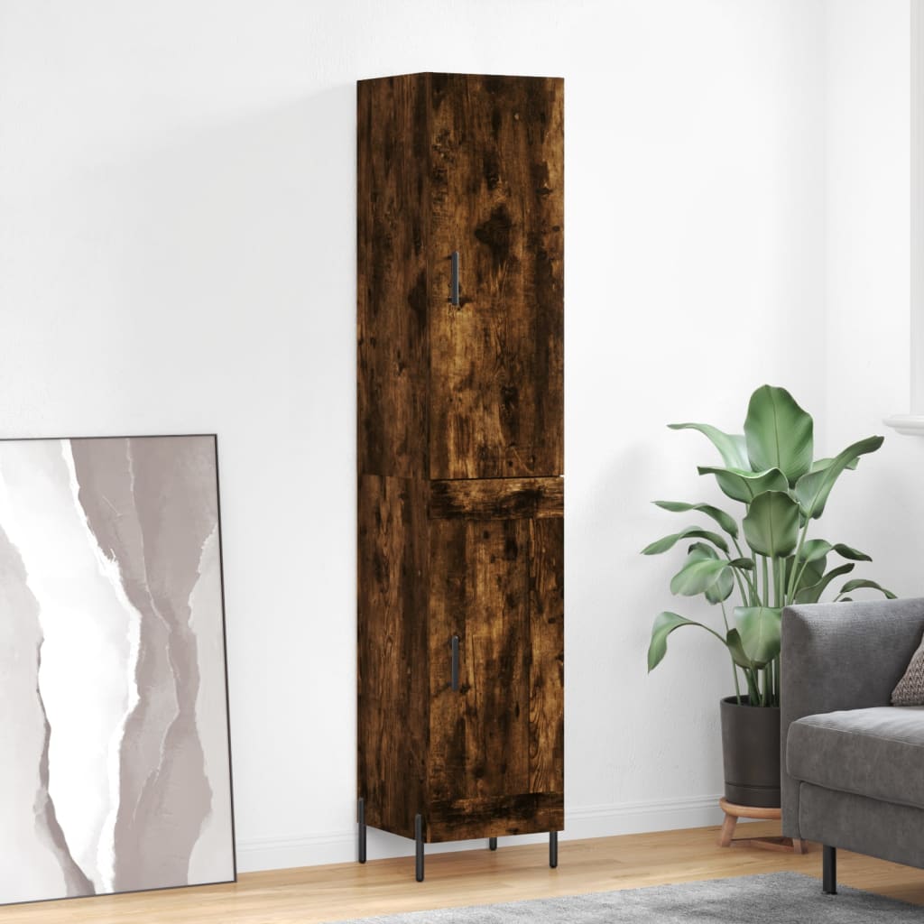 Berkfield Highboard Smoked Oak 34.5x34x180 cm Engineered Wood