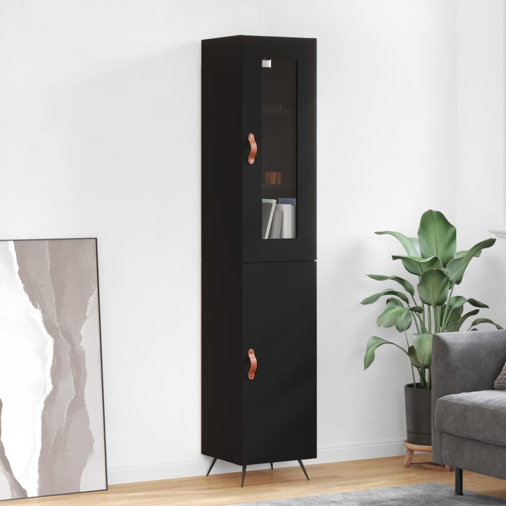 Berkfield Highboard Black 34.5x34x180 cm Engineered Wood