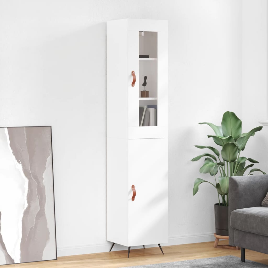 Berkfield Highboard High Gloss White 34.5x34x180 cm Engineered Wood
