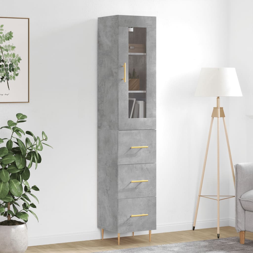 Berkfield Highboard Concrete Grey 34.5x34x180 cm Engineered Wood