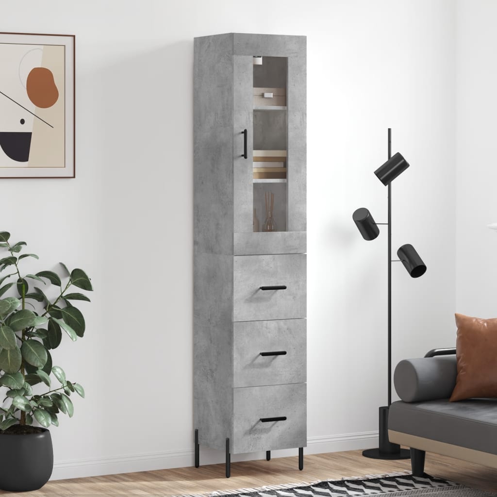 Berkfield Highboard Concrete Grey 34.5x34x180 cm Engineered Wood