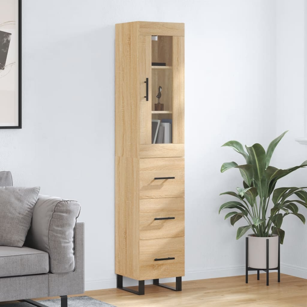 Berkfield Highboard Sonoma Oak 34.5x34x180 cm Engineered Wood