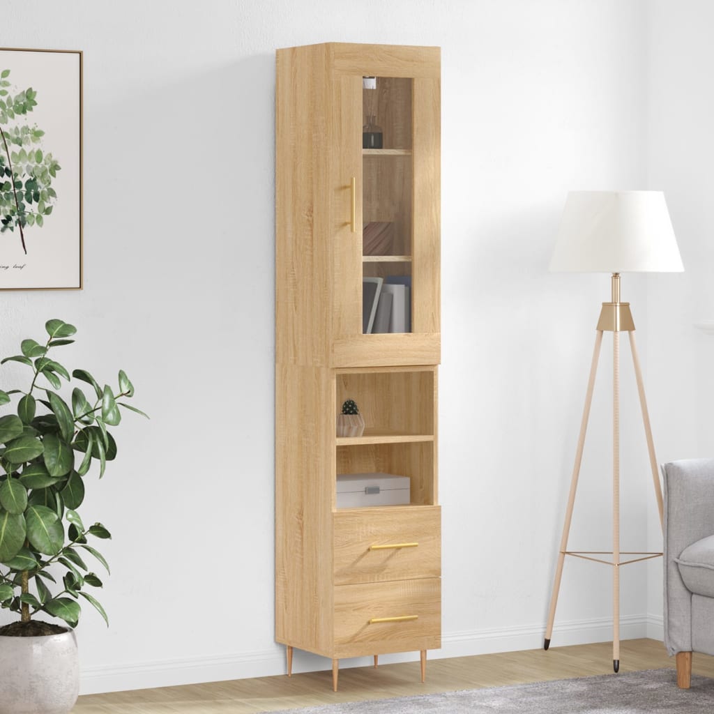 Berkfield Highboard Sonoma Oak 34.5x34x180 cm Engineered Wood