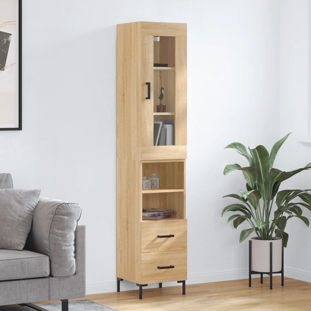 Berkfield Highboard Sonoma Oak 34.5x34x180 cm Engineered Wood