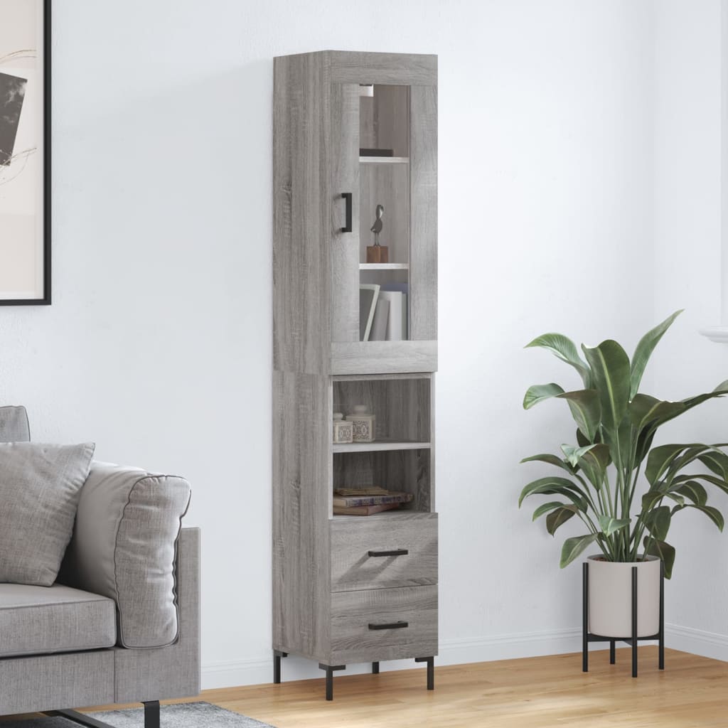 Berkfield Highboard Grey Sonoma 34.5x34x180 cm Engineered Wood