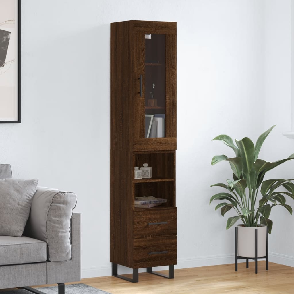 Berkfield Highboard Brown Oak 34.5x34x180 cm Engineered Wood