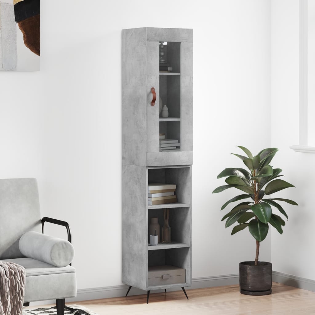 Berkfield Highboard Concrete Grey 34.5x34x180 cm Engineered Wood