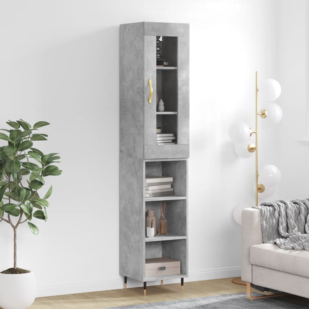 Berkfield Highboard Concrete Grey 34.5x34x180 cm Engineered Wood