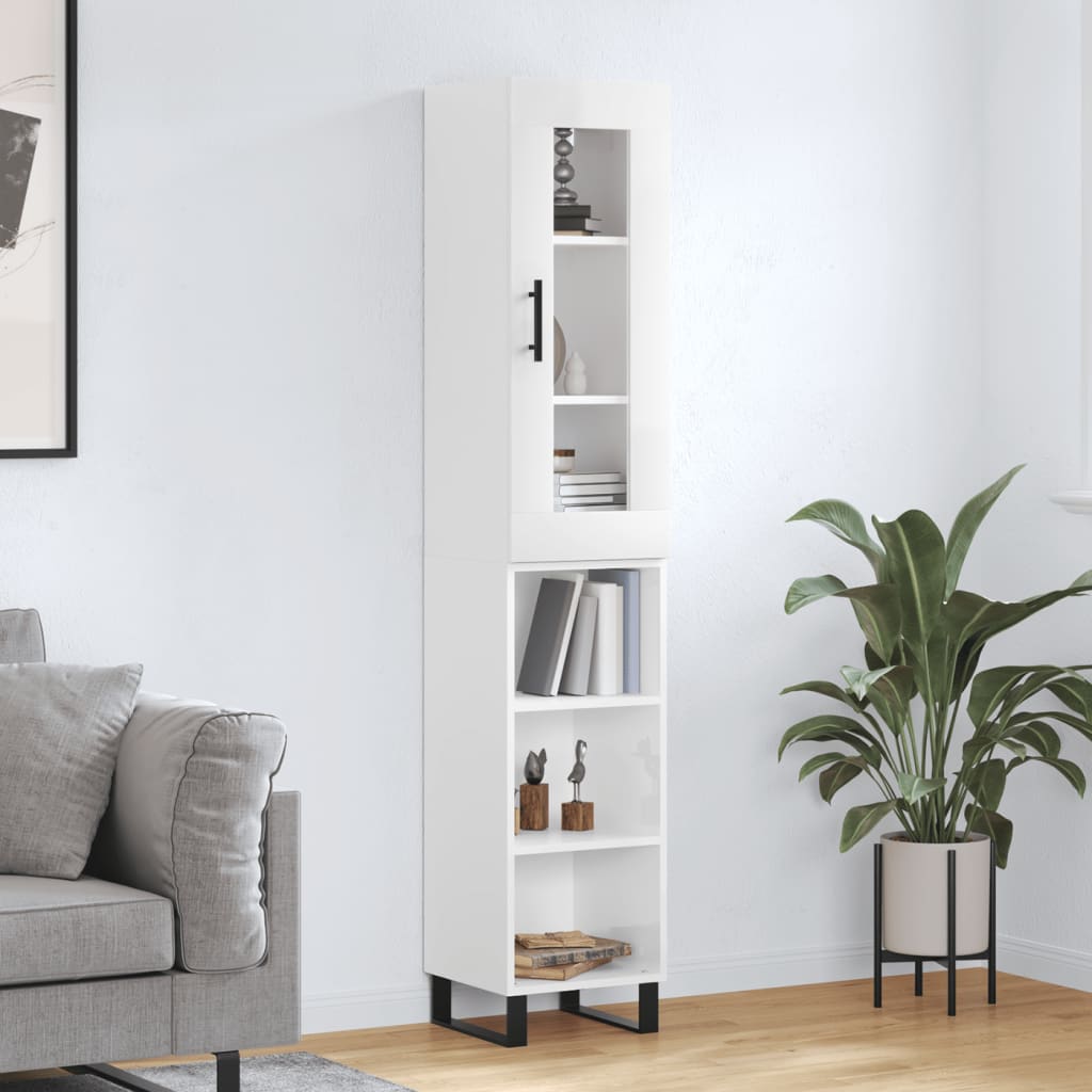 Berkfield Highboard High Gloss White 34.5x34x180 cm Engineered Wood