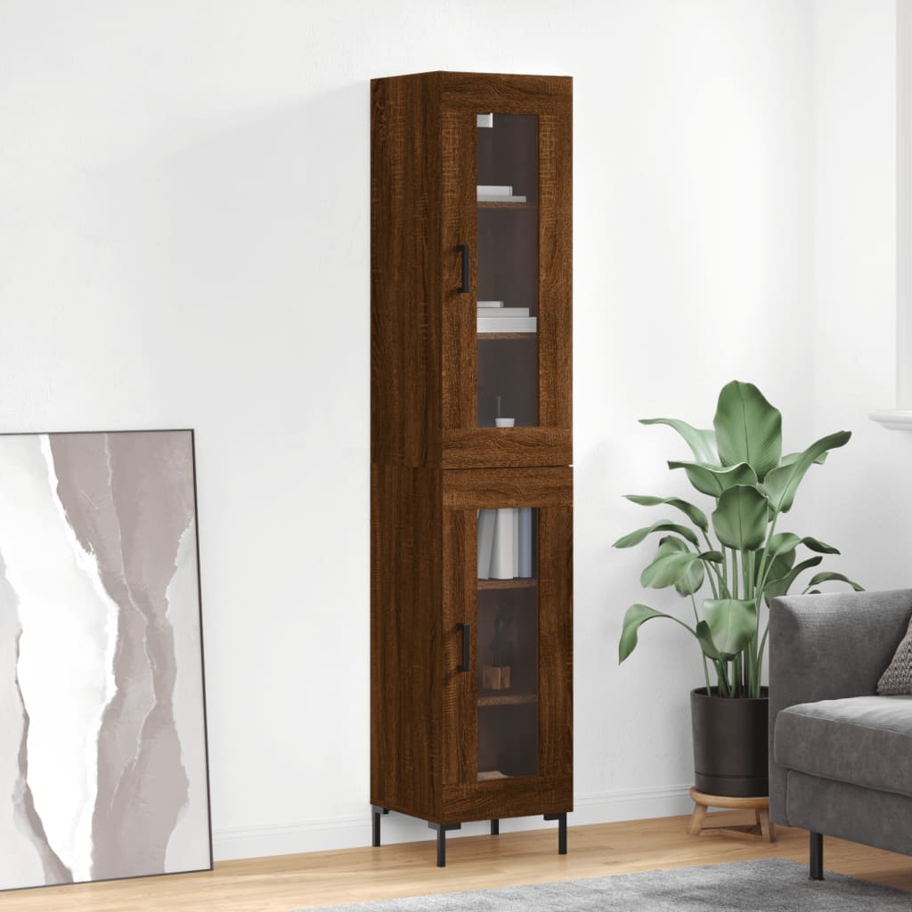 Berkfield Highboard Brown Oak 34.5x34x180 cm Engineered Wood
