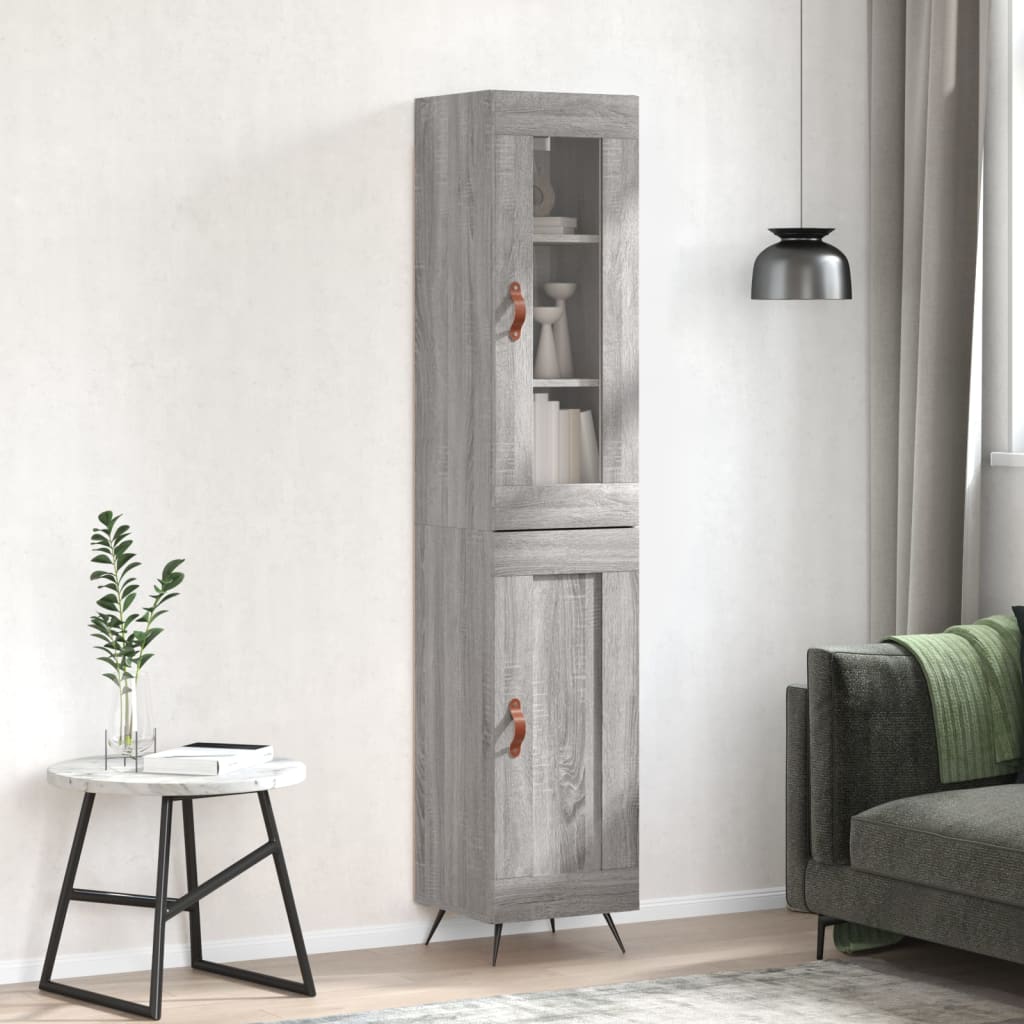Berkfield Highboard Grey Sonoma 34.5x34x180 cm Engineered Wood