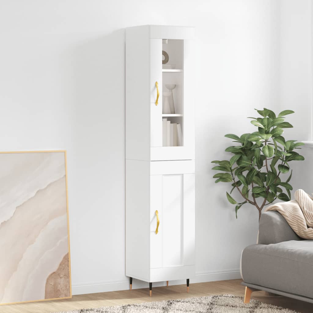Berkfield Highboard White 34.5x34x180 cm Engineered Wood