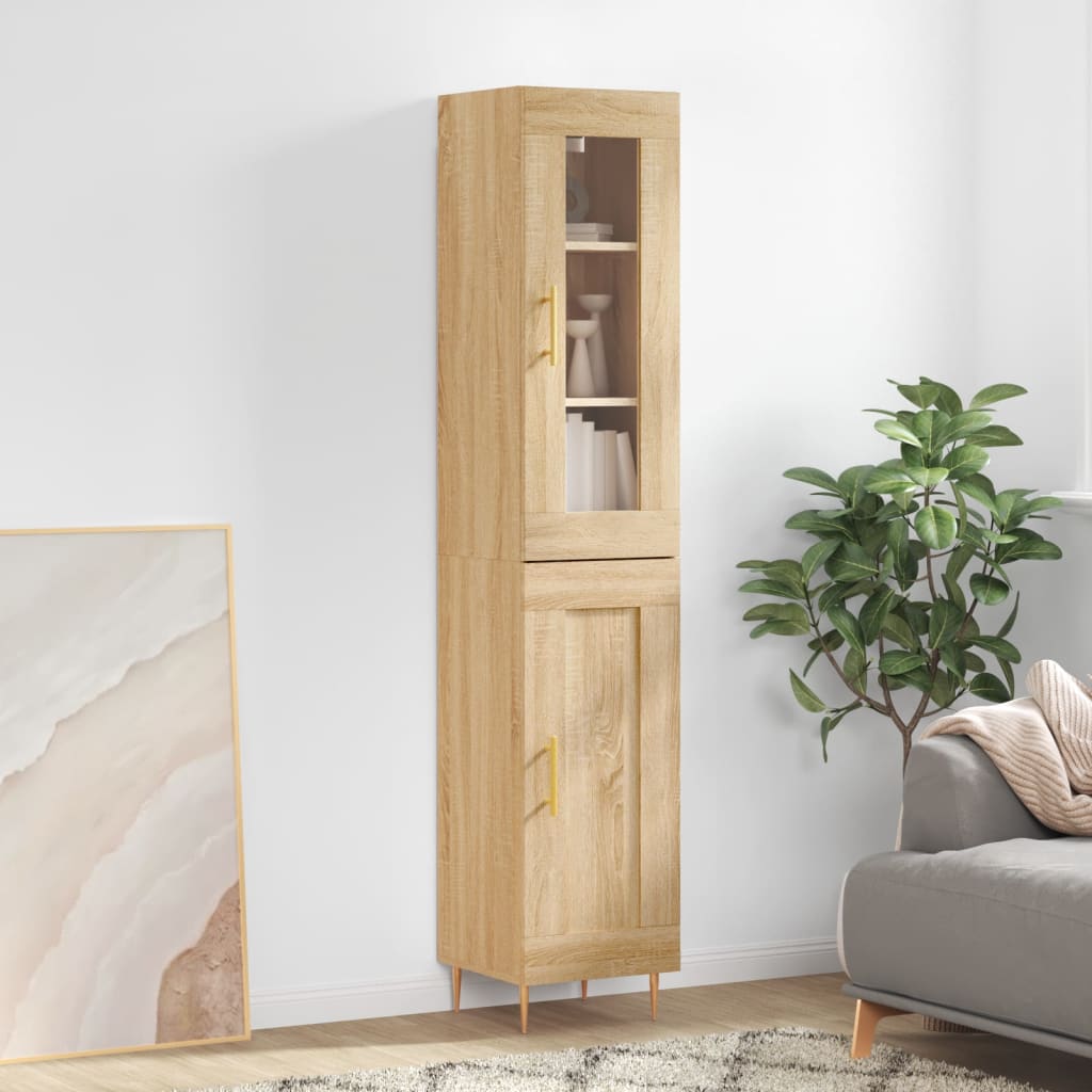 Berkfield Highboard Sonoma Oak 34.5x34x180 cm Engineered Wood