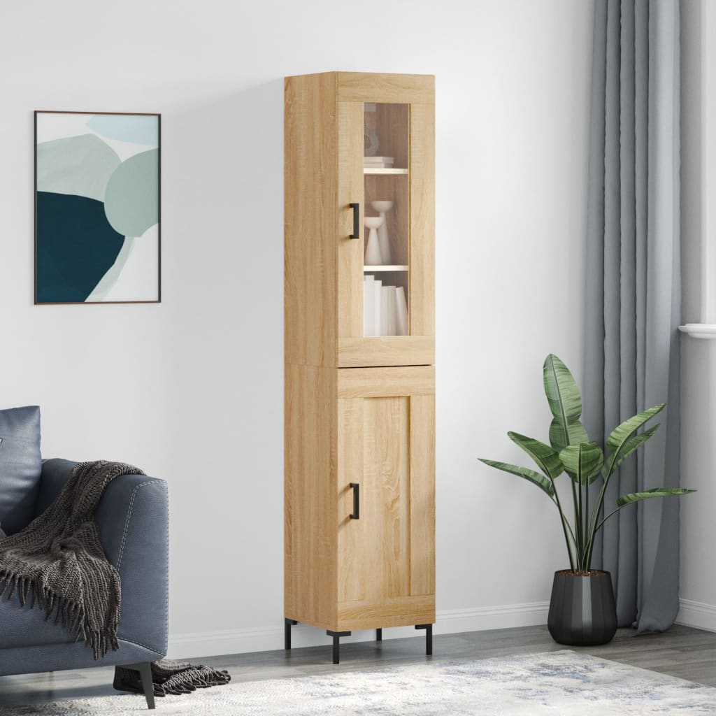 Berkfield Highboard Sonoma Oak 34.5x34x180 cm Engineered Wood