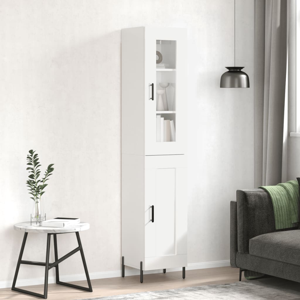 Berkfield Highboard High Gloss White 34.5x34x180 cm Engineered Wood