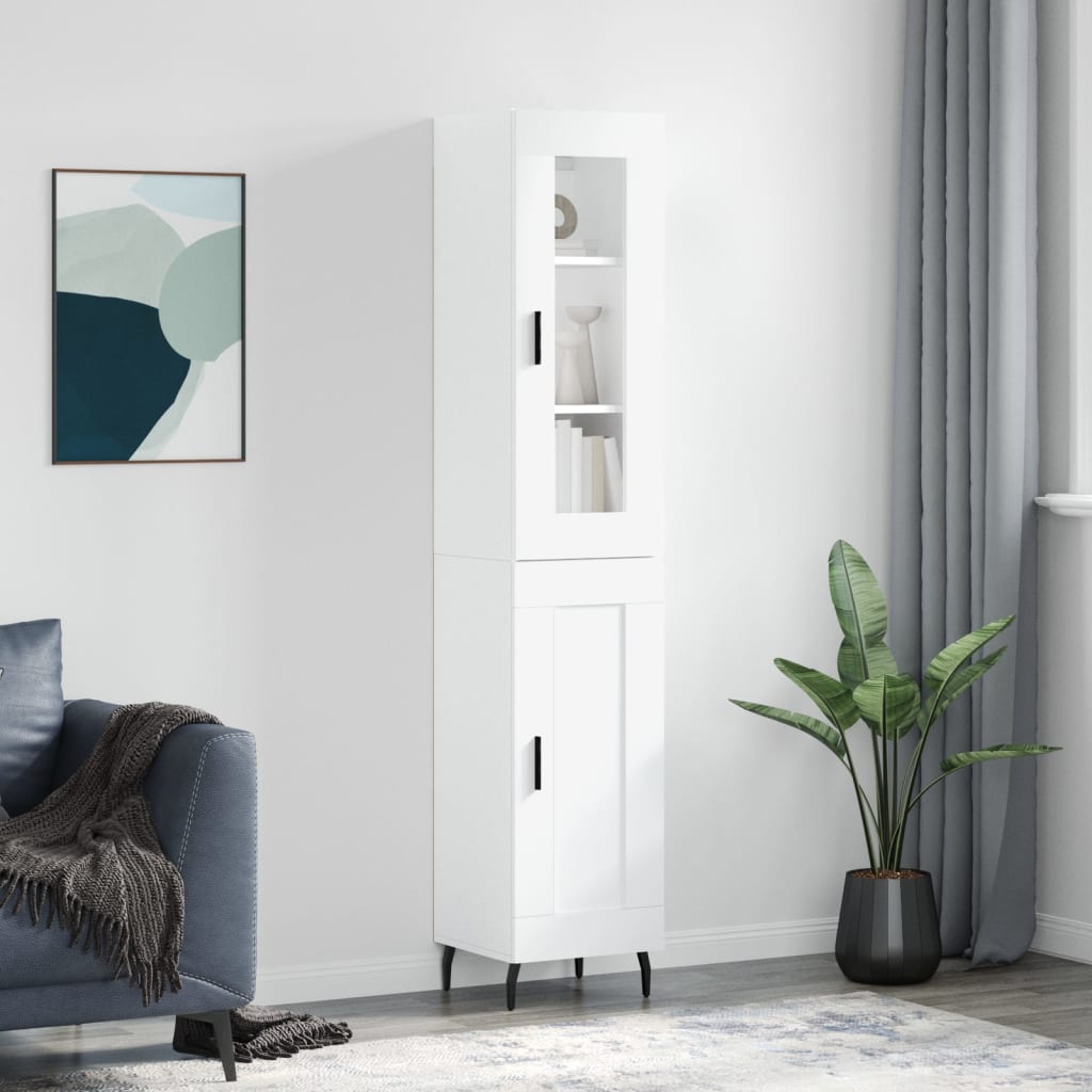 Berkfield Highboard White 34.5x34x180 cm Engineered Wood