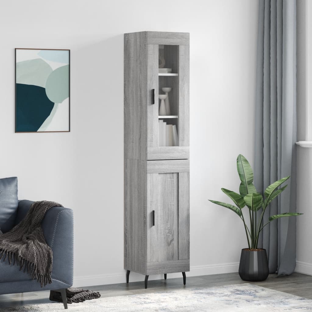 Berkfield Highboard Grey Sonoma 34.5x34x180 cm Engineered Wood