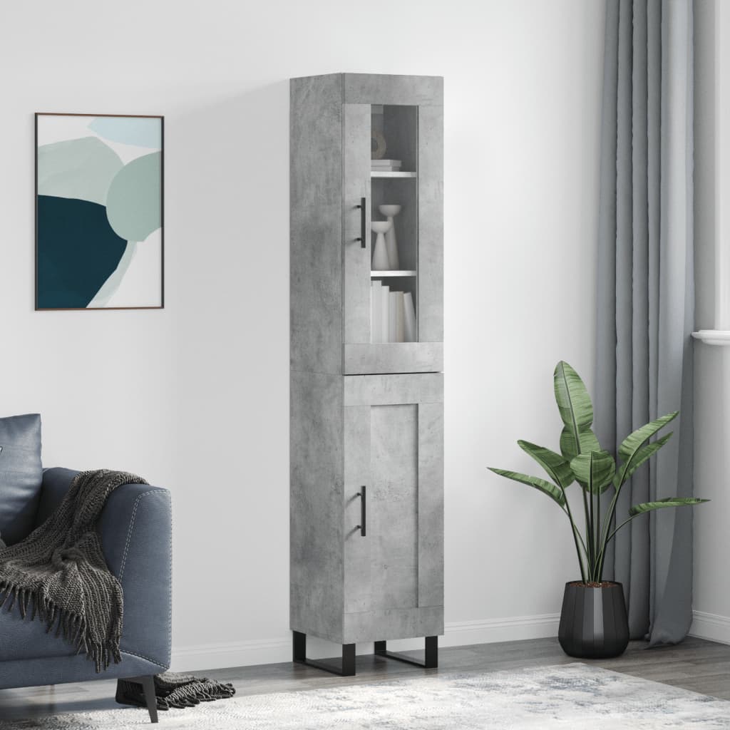 Berkfield Highboard Concrete Grey 34.5x34x180 cm Engineered Wood