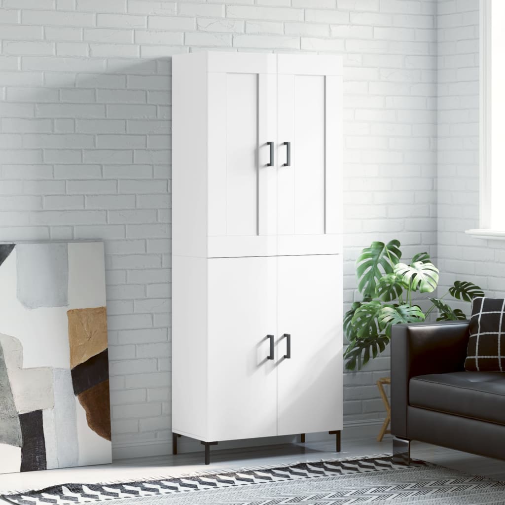 Berkfield Highboard High Gloss White 69.5x34x180 cm Engineered Wood