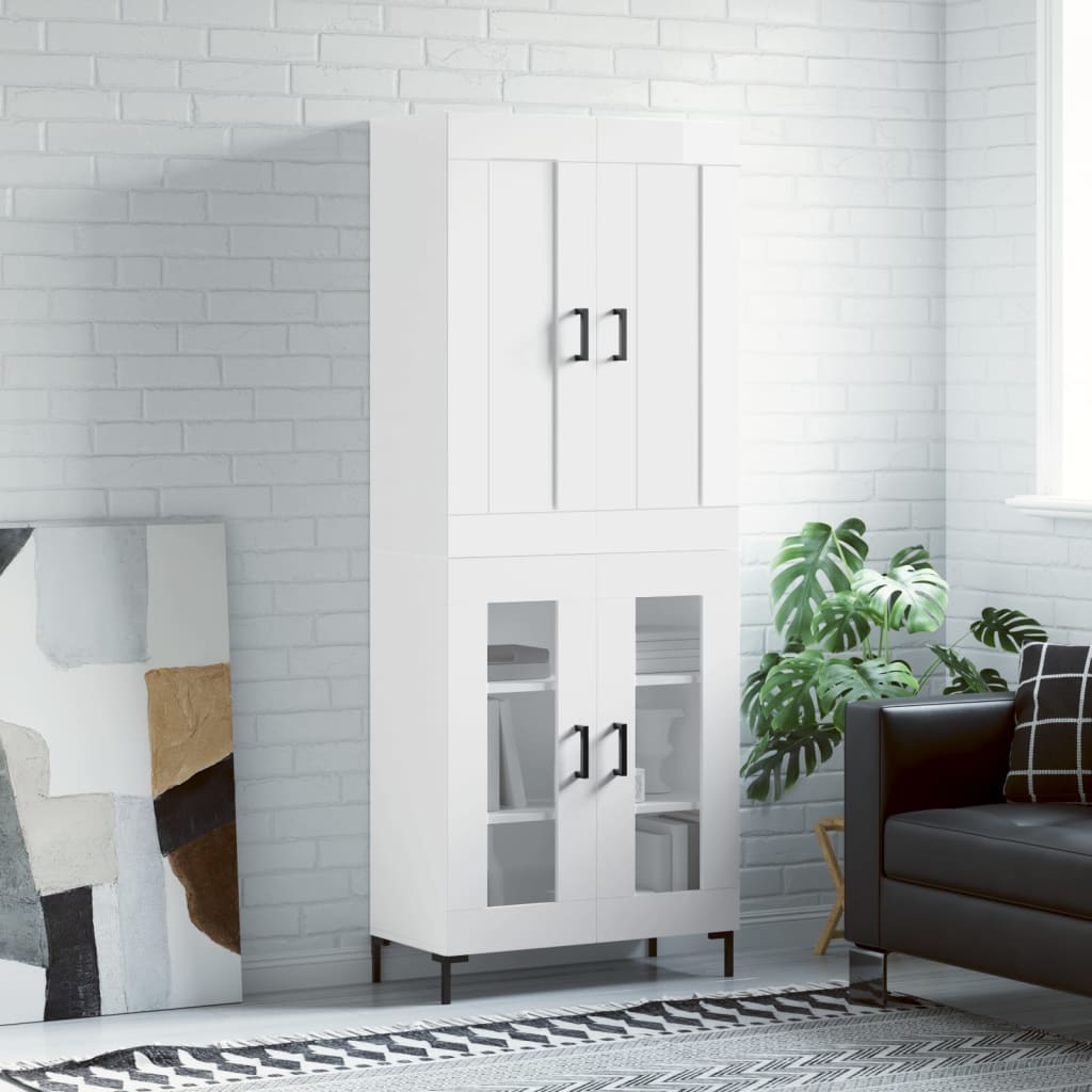 Berkfield Highboard High Gloss White 69.5x34x180 cm Engineered Wood