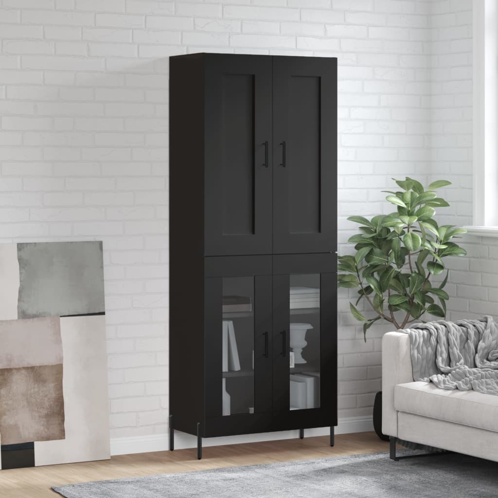 Berkfield Highboard Black 69.5x34x180 cm Engineered Wood