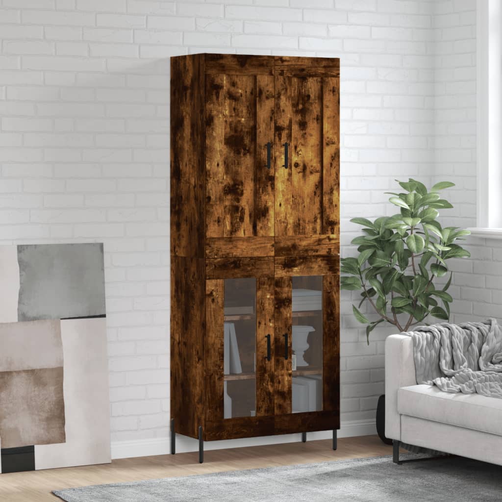 Berkfield Highboard Smoked Oak 69.5x34x180 cm Engineered Wood